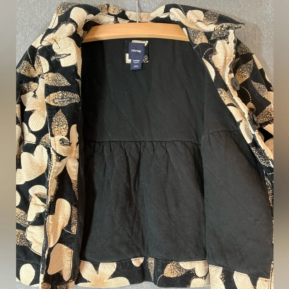 EUC Gap Kids Baby Gap Size 5T Lightweight Corduroy Jacket Floral Flowers Ruffles